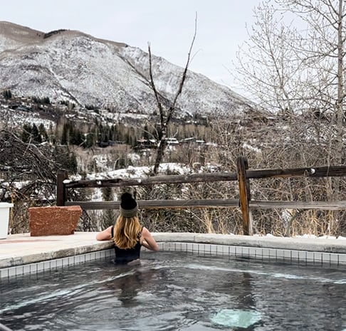 Winter Hot Tub with Mountain Views